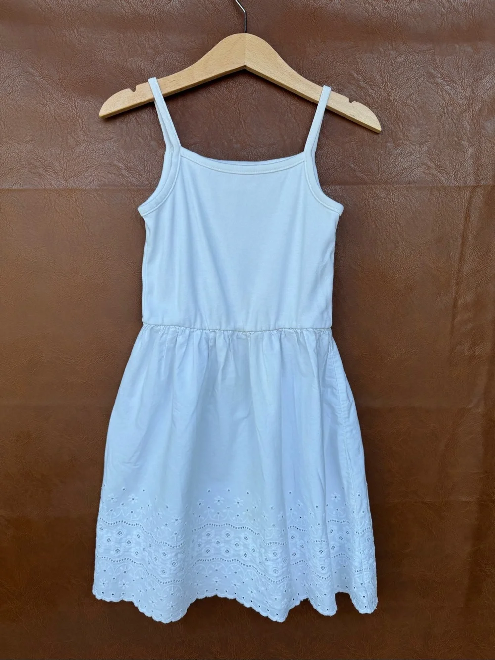 Hanna Andersson Girls White Eyelet Sundress Dress Size 5 110 Cotton Summer